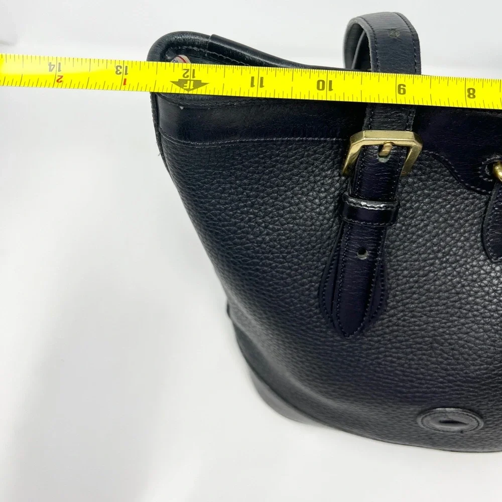 VTG Dooney & Bourke‎ East/West Bucket Tote Handbag Leather Navy MADE IN USA Bag